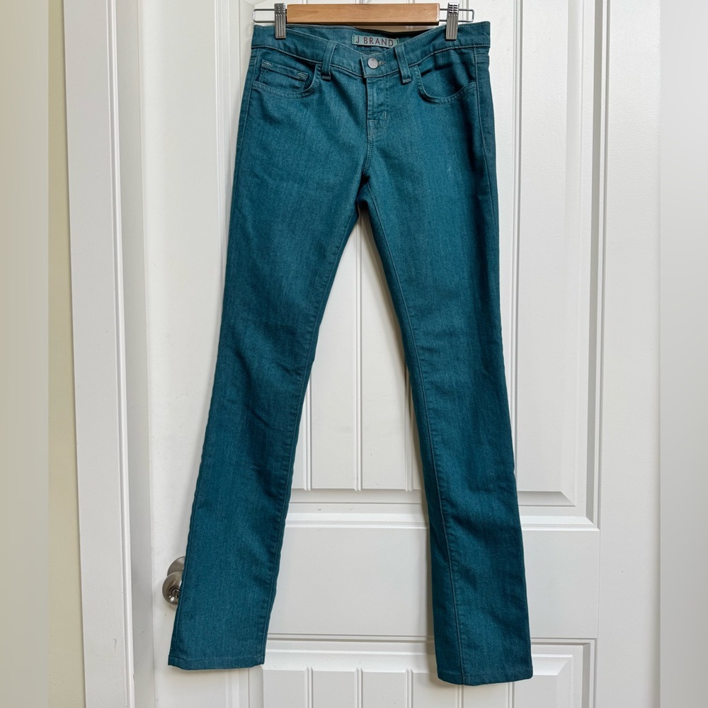 J Brand Azure (Teal Green) Low Rise Pencil Leg Skinny Jeans. Size 26
